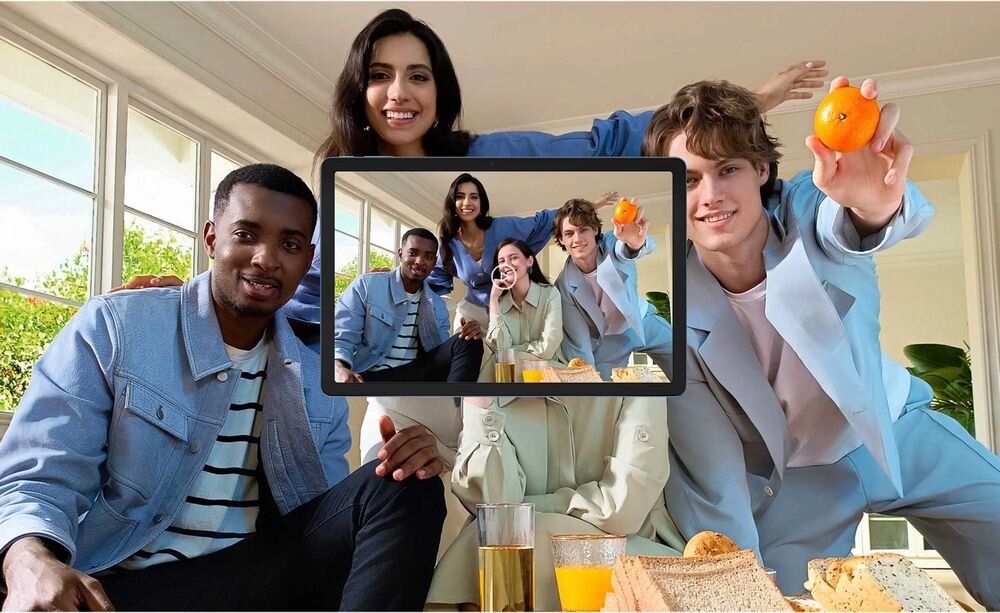 Tablet BLACKVIEW Tab 16 Pro grupa ludzi nagrywa selfie 1080P Full HD film nagrywanie 