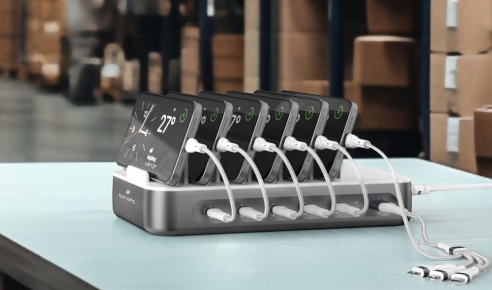 Team 100W – stacja ładowania z 6 kablami, 4in2, Lightning, micro USB, maksymalna moc 100W