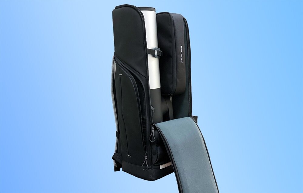 Plecak UNISTELLAR do teleskopów eVscope-eVscope 2-eQuinox-eQuinox 2 Czarny  otwarty z teleskopem  