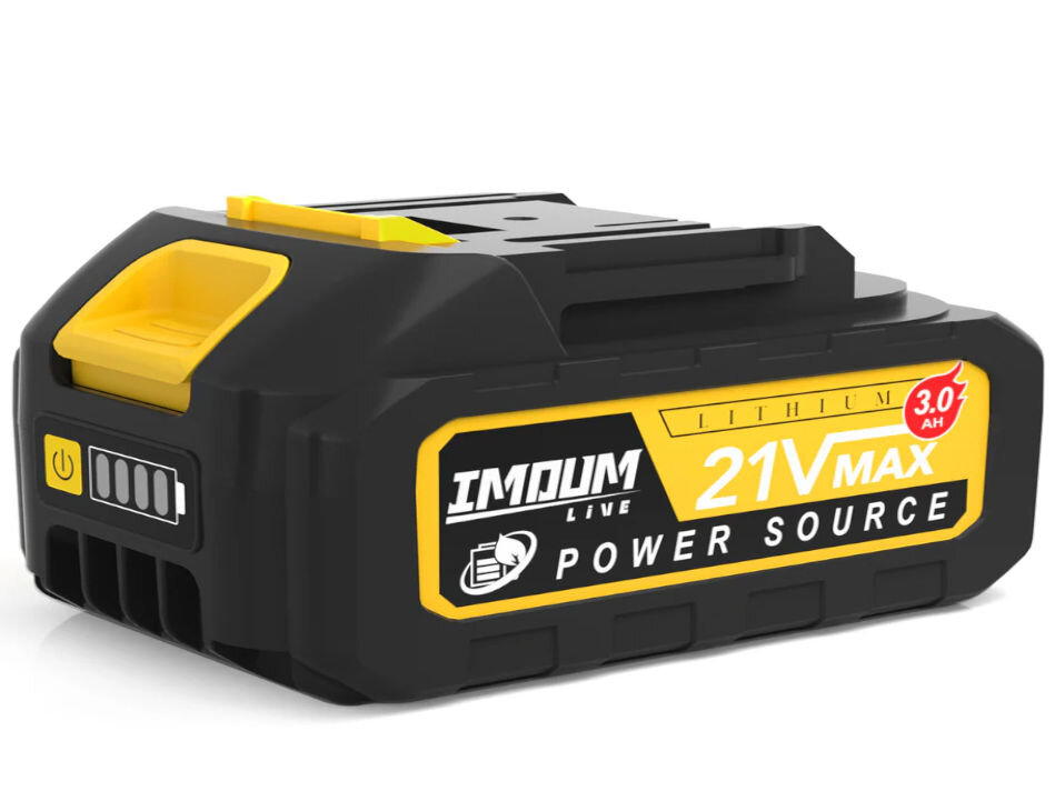 Akumulator IMOUM DC02A 3Ah 21V, Wygodne użytkowanie, Na zdjęciu akumulator model 3Ah