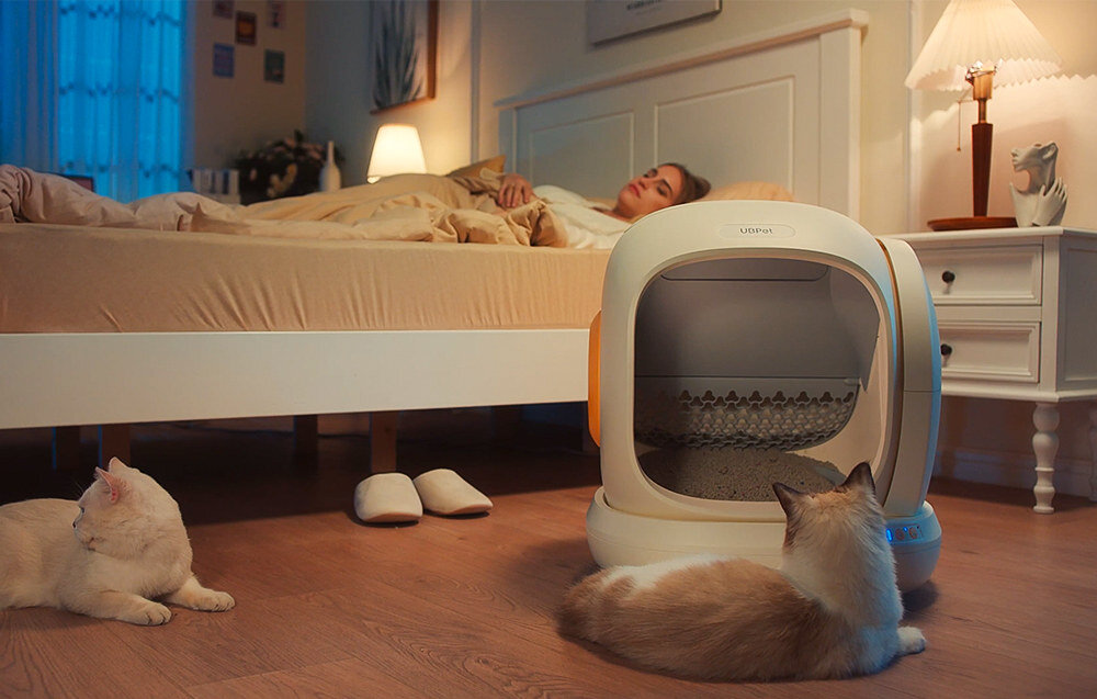 Inteligentna kuweta dla kota UBPET C20 Komfort i cicha praca  hałas na poziomie około 38 dB Pojemność 75 litrów dba o naturalne zachowania zwierzęcia 
