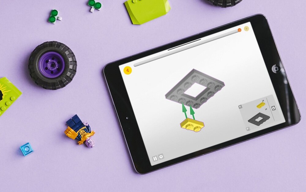 LEGO 76312 Marvel Monster truck Hulka kontra Thanos elementy i tablet zdolności manualne koordynacja rozwój