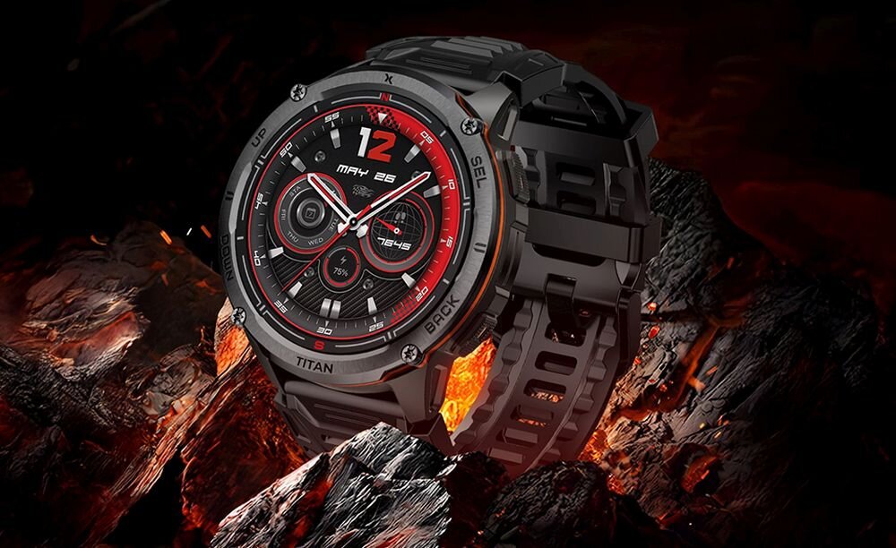 Smartwatch MAXCOM FW111 Titan Chronos GPS - tlo rzazace wegle, rozgrzane kamienie, zegarek, kompan, kompromis, odpornosc
