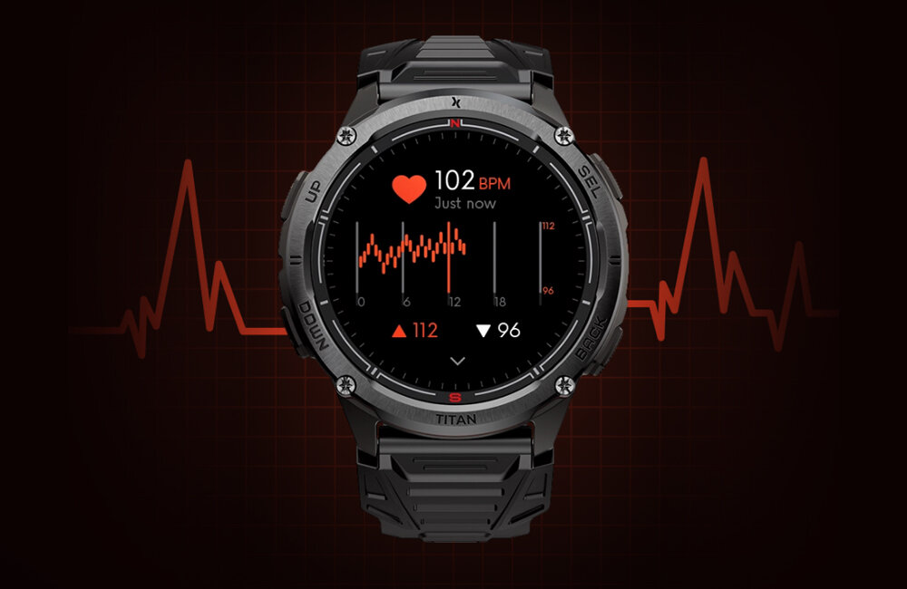 Smartwatch MAXCOM FW111 Titan Chronos GPS - stres obnizenie, krew, saturacja, tetno, sensory optyczne, statystyki snu, zegarek z widocznym pomiarem krwi i tetna
