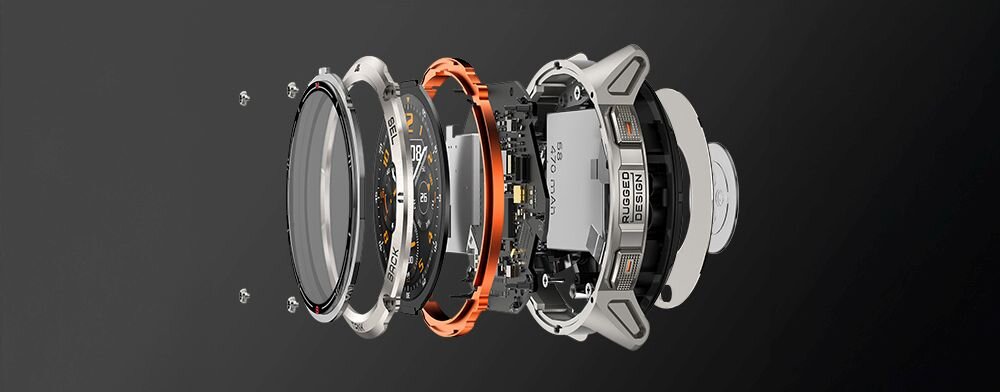Smartwatch MAXCOM FW111 Titan Chronos GPS - wytrzymalosc jakosc, ramka z korpusem widoczna z boku