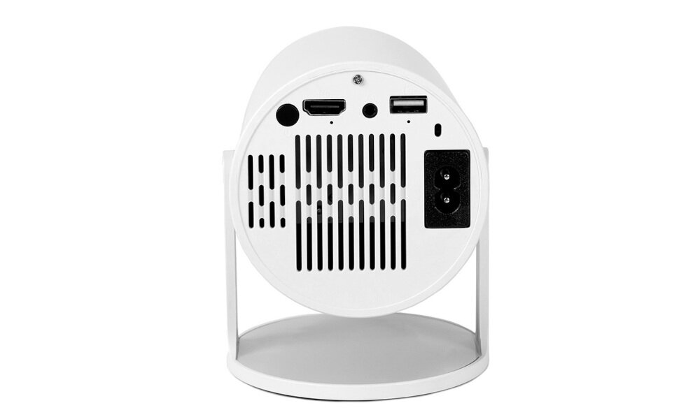 LVN SYSTEM P720 projektor HDMI Bluetooth Jack 3,5 mm połączenie laptop głośniki, projektor od tyłu na białym tle