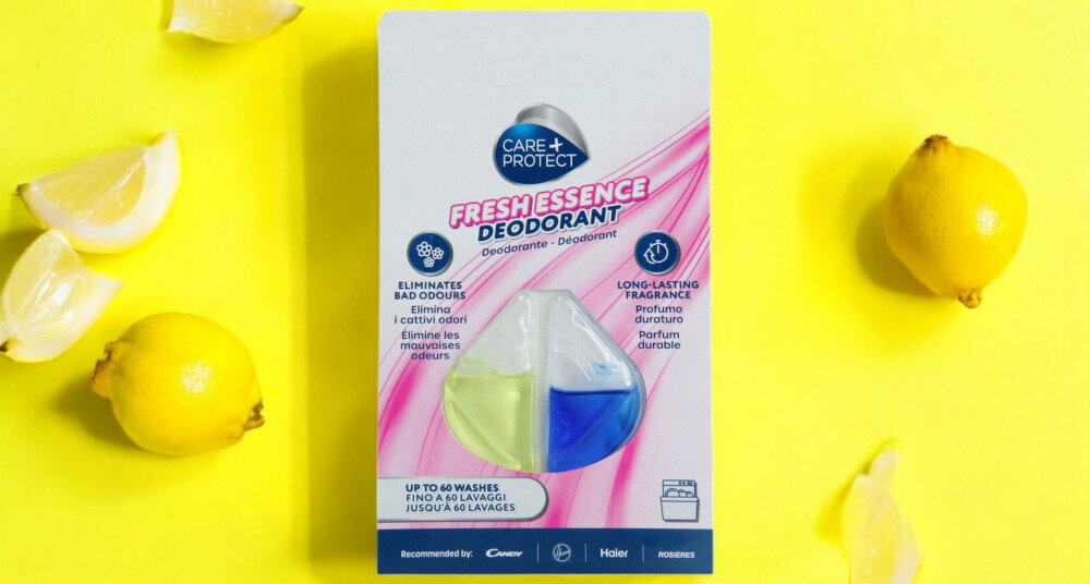 Odświeżacz do zmywarek CARE+PROTECT Fresh Essence CPP60DW zdjęcie lifestyle Dom lśniący czystością Cytrusowe odświeżenie 60 cykli skuteczności trwała formuła haczyk mocowanie