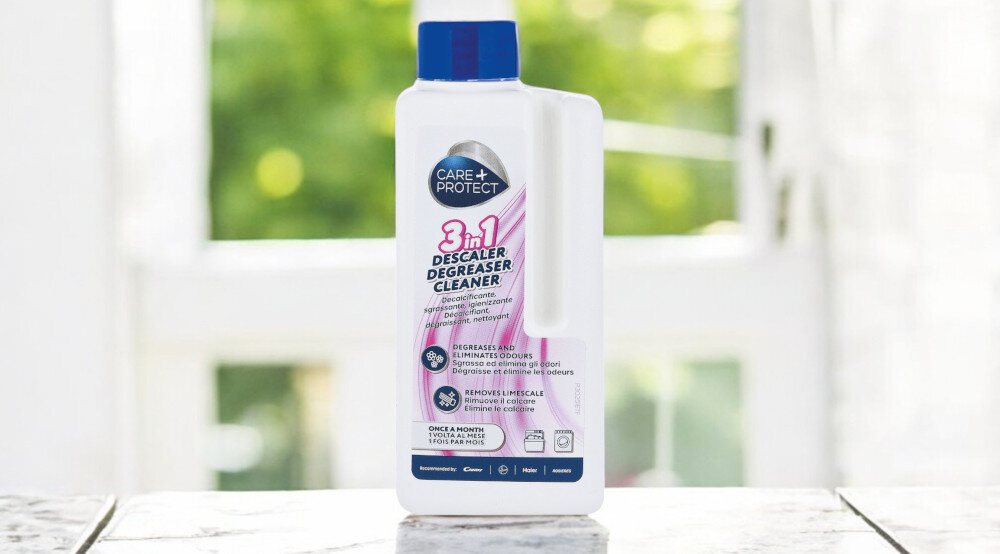 PŁYN CARE+PROTECT 3IN1 ODKAMIENIAJĄCY, ODTŁUSZCZAJĄCY, CZYSZCZĄCY CPP250DW-250ML zdjęcie lifestyle wizualizacja opakowanie Zaawansowany system ochrony 3 w 1 odkamienianie odtłuszczanie czyszczenie Usuwanie kamienia i higiena usuwanie sadu wapiennego aktywne składniki równomierne rozprowadzanie rozpuszczanie kamienia eliminacja bakterii Zadbaj o domowe urządzenia czyszczenie odkamienianie optymalna wydajność