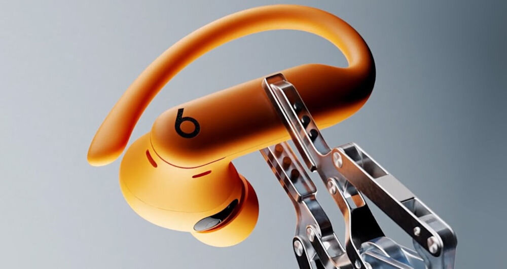 Słuchawki dokanałowe BEATS Powerbeats Pro 2 hiperfiolet mów wyraźnie, słuchawki wyposażone w przyspieszeniomierz, trzy zaawansowane mikrofony, takie same jak w słuchawkach AirPods Pro 2,
dopracowana technologia, połączenie zaawansowanego dźwięku obliczeniowego i algorytmów uczenia maszynowego,
funkcja izolacji głosu, słuchawka trzymana w szczypcach na szarym tle