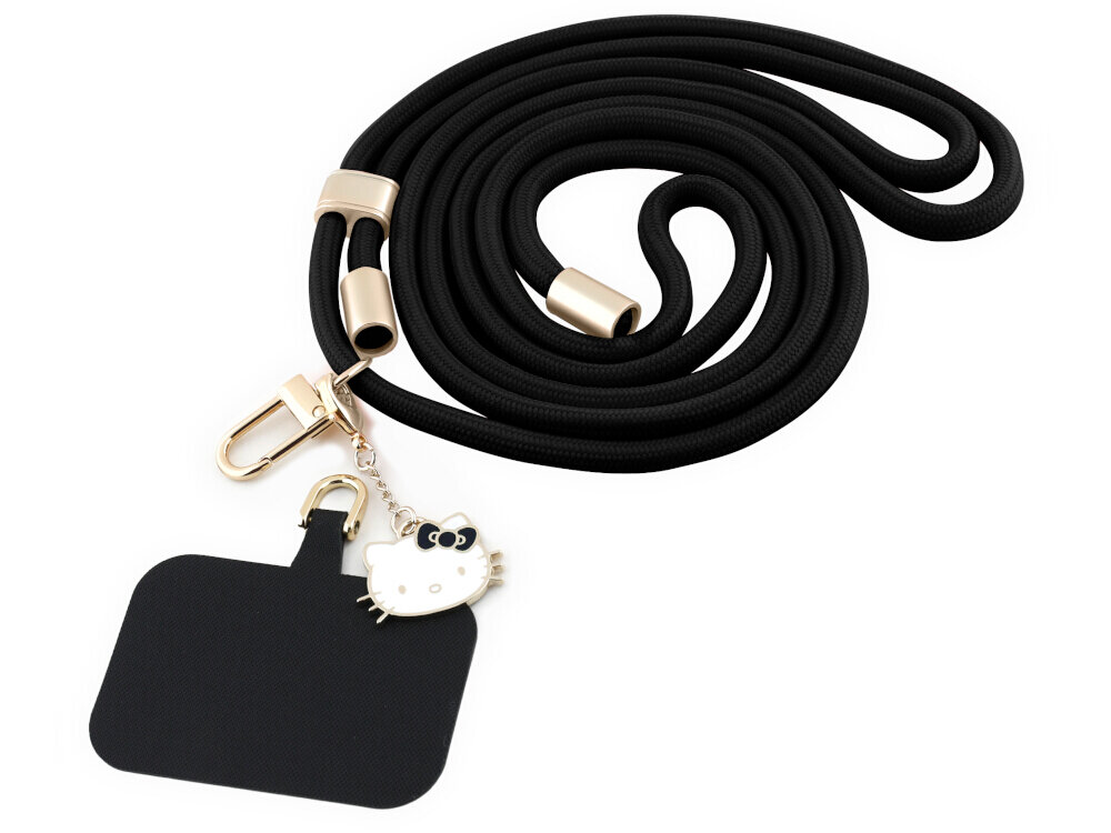 Hello Kitty Patch & Kitty Head Charm - smycz do telefonu, metal, nylon, czarna