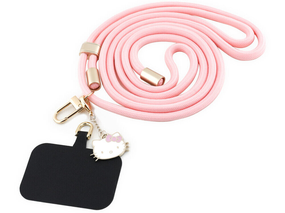 Hello Kitty Patch & Kitty Head Charm - smycz do telefonu, metal, nylon, czarna