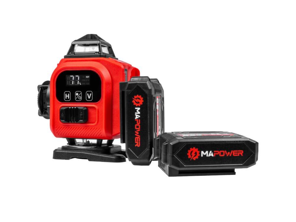 Laser krzyżowy MAPOWER MPLL01, Kalibracja laserów, Laser stoi pionowo w ekspozycji akumulatorów