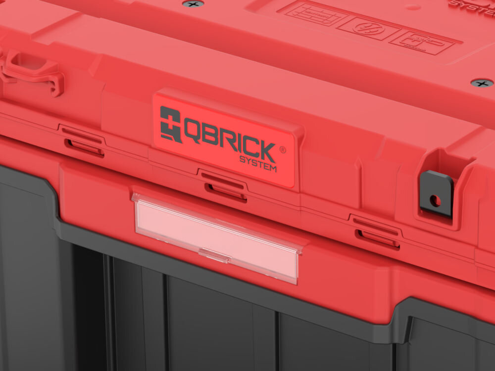 Skrzynia na narzędzia QBRICK One Drawer 2 Toolbox 2.0 Red Ultra HD uchwyty boczne etykieta inserty gwintowane M8