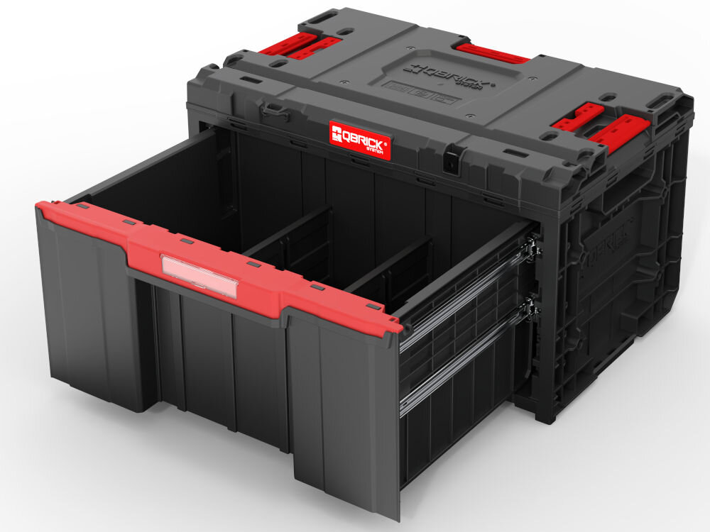 Skrzynka narzędziowa QBRICK System One Drawer 3 Toolbox 2.0 szuflada metalowe prowadnice przegrody ABS regulacja