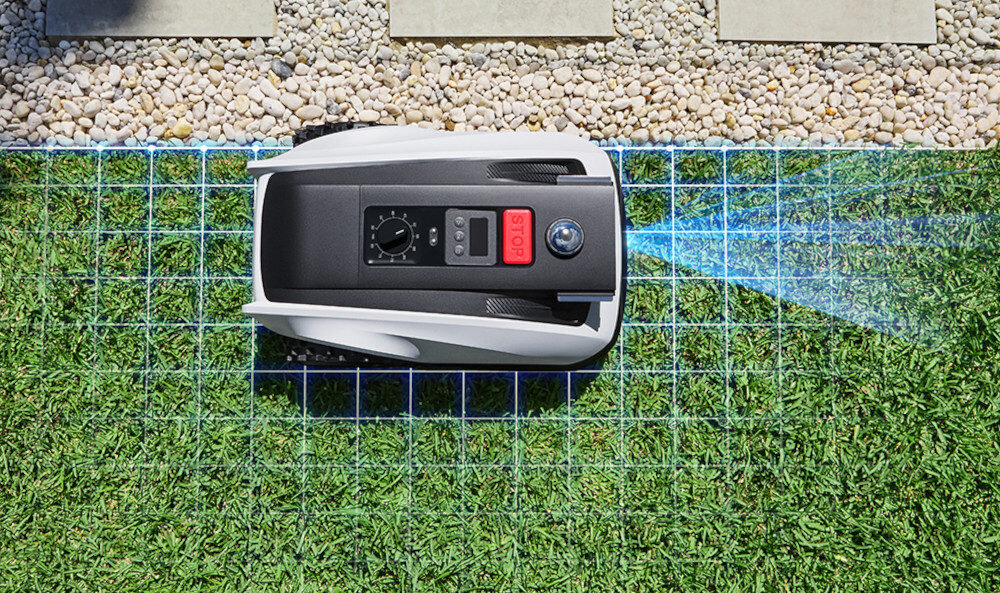 Robot koszący ECOVACS Goat O500 Panorama sterowanie Bluetooth-Wi-Fi robot na trawie widoczny od góry do małych i średnich ogrodów o powierzchin do 500 m² automatyczna praca cicha i energooszczędna technologia do pracy na nierównym terenem pochyłości do 45° 24° solidna konstrukcja