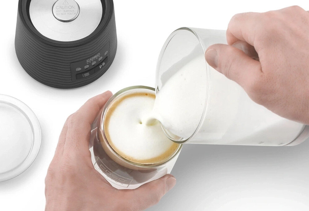 Spieniacz CASO CappuLatte 1661 Precyzyjne nalewanie mleka Wyjmowany pojemnik ze szkła Pojemnik, pokrywka i mieszadło nadają się do mycia w zmywarce