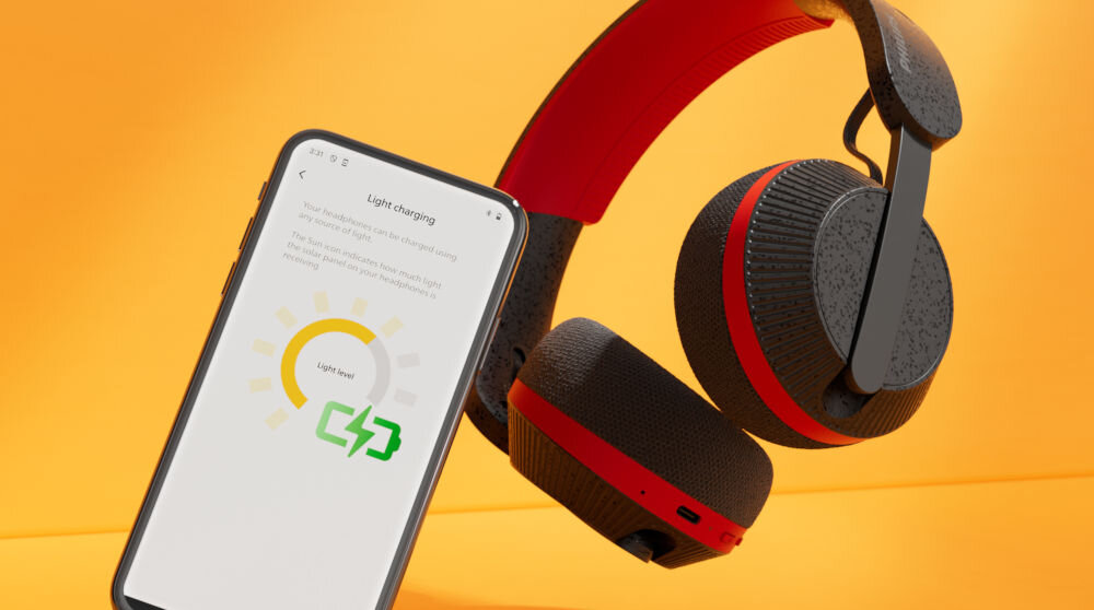 Słuchawki PHILIPS TAA6219BK/00 aplikacja Philips Headphones binaural beats, słuchawki nauszne z telefonem na żółtym tle