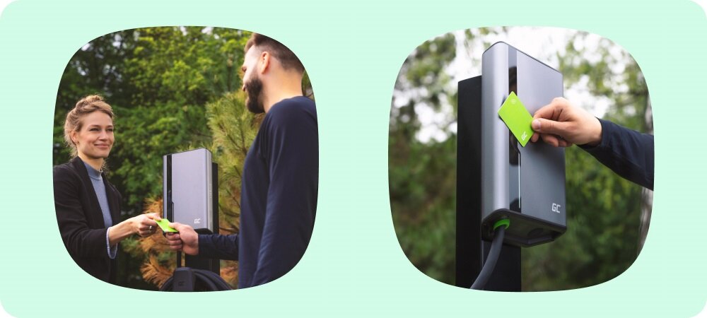GREEN CELL HabuDen Wallbox Karta NFC zarządzaniu flotą miejscach publicznych Ładowarka HabuDen kartą i tagiem zgodnym ze standardem NFC Pierwszą kartę otrzymasz w zestawie poziomu aplikacji, dodawaj karty i dziel się energią