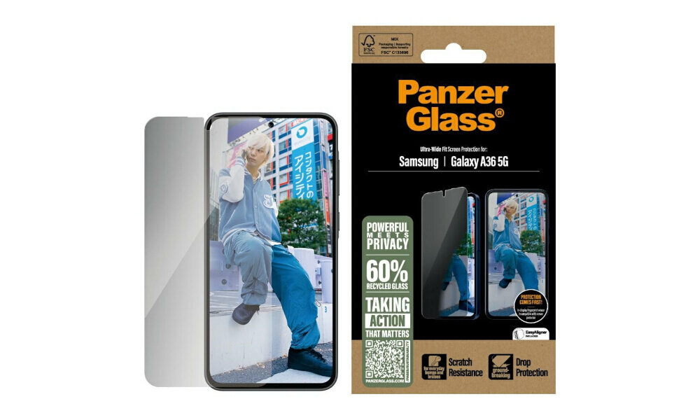PanzerGlass Ultra-Wide Fit Privacy Samsung Galaxy A36 5G filtr prywatyzujący szkło hartowane wymiary kompatybilność z etui