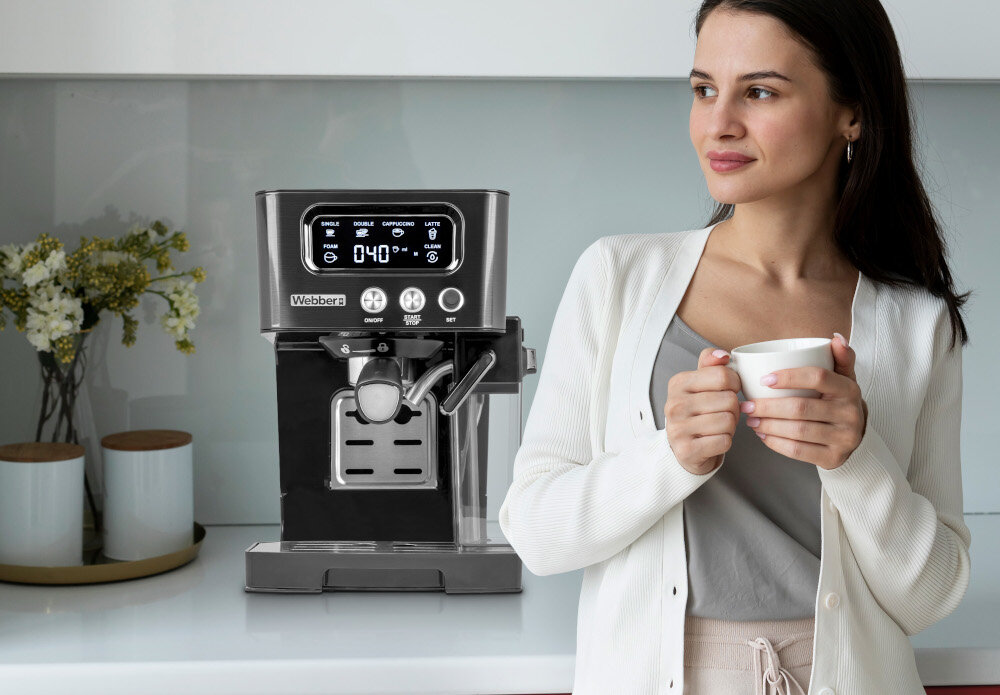 Ekspres WEBBER M5 Andes wygląd wizualizacja prezentacja design tło Kawa jak z kawiarni w domu