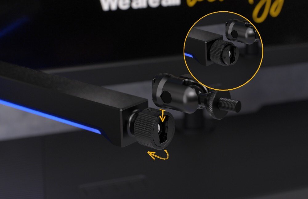 Ramię mikrofonowe ENDORFY Broadcast Low Profile RGB Boom Arm Ramię mikrofonowe ENDORFY Broadcast Low Profile Boom Arm Mechanizm mocowania końcówki ramienia. Pokazana nakrętka z systemem szybkiego montażu, mocowanie, konstrukcja, udźwig