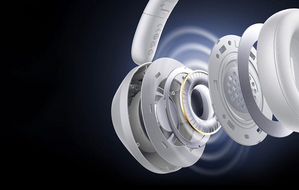 Słuchawki nauszne BASEUS Bass 30 Max 40mm przetworniki membranowe mocny bas i czysty dźwięk, przekrój budowy słuchawek