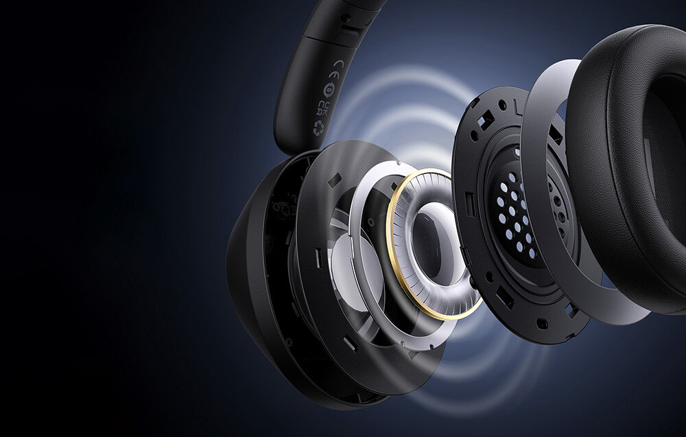 Słuchawki nauszne BASEUS Bass 30 Max 40mm przetworniki membranowe mocny bas i czysty dźwięk, przekrój budowy słuchawek