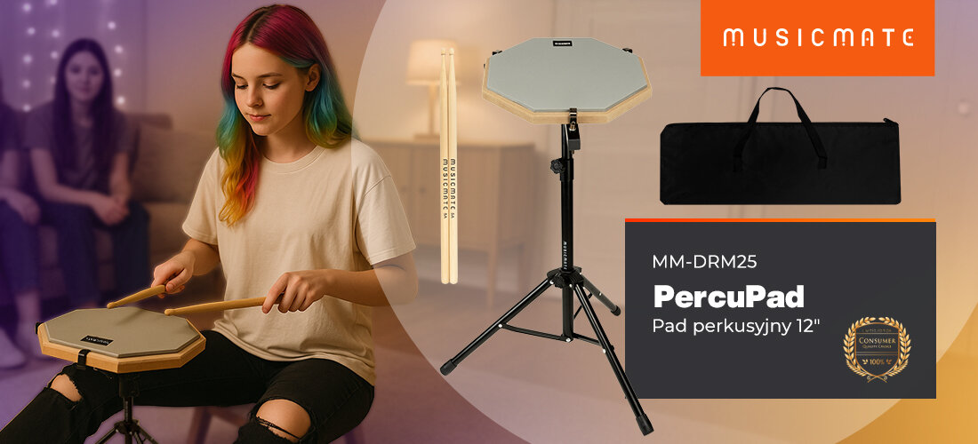 Pad perkusyjny MUSICMATE MM-DRM25 PercuPad - Nadaj rytm każdemu dniu, osoba grająca na urządzeniu