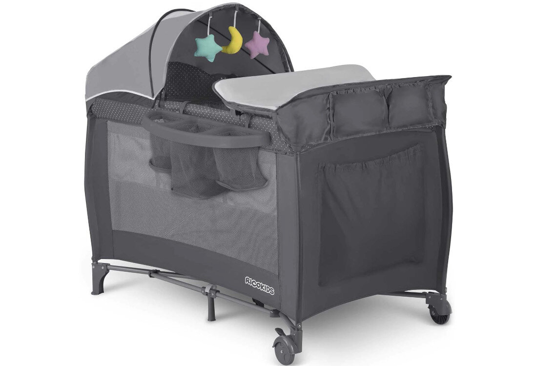 Łóżeczko turystyczne RICOKIDS RK-242 Antracytowy Stabilność i wytrzymałość Rozporowa konstrukcja Sposób wszycia siatki ochrona