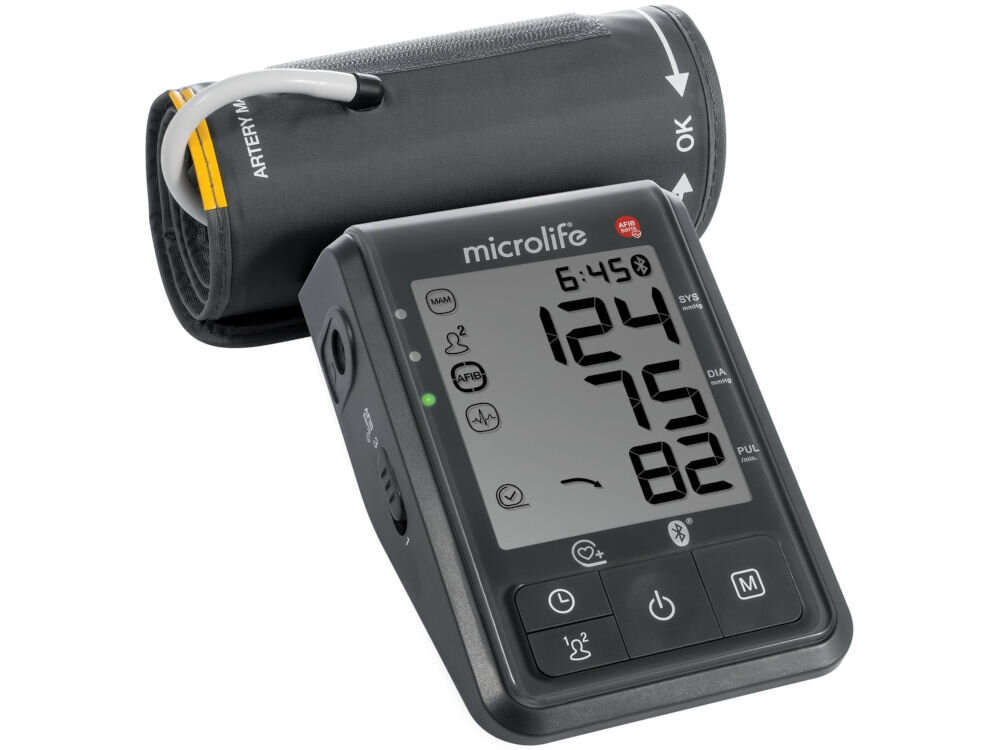 Ciśnieniomierz MICROLIFE BP B6 Connect Technologia MAM trzy kolejne pomiary i wylicza ich średnią Funkcja AFIBsens AFIB diagnoza profilaktyka
