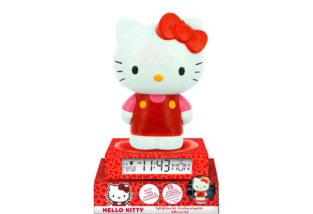 Zabawka budzik z lampką nocną KIDS EUROSWAN Hello Kitty 3D HK50198 wygląd wizualizacja prezentacja design tło Efekt 3D w pokoju