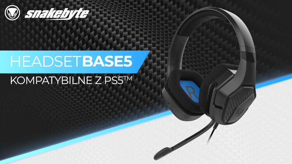Słuchawki SNAKEBYTE Base 5 Nauszne Czarny  czarne słuchawki, kompatybilne z PS5