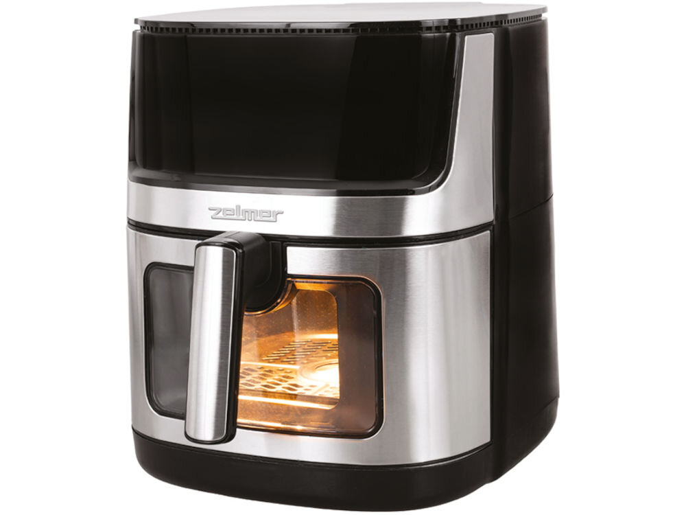 Air Fryer Frytkownica beztłuszczowa ZELMER ZAF8800 frytkownica srebrno czarna okienko światełko wewnątrz duża moc 2000 W błyskawicznie się nagrzewa szybkie wygodne przygotowanie ulubionych potraw gotowa do pracy Zaawansowana 360-stopniowa cyrkulacja gorącego powietrza złociste i chrupiące dania soczyste w środku wyjątkowy smak oszczędność czasu wygoda gotowania