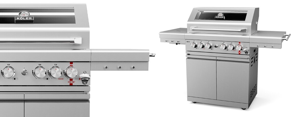 Grill gazowy KOLER Krone S2 Silver 21.6 kW 74 x 46 cm, stal, CORE, FLAVOR, FLAME, Grill Köler Krone-S2 Inox widok ogólny