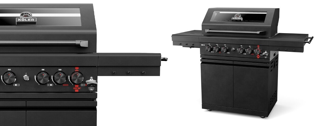 Grill gazowy KOLER Krone S2 Black 21.6 kW 74 x 46 cm, stal, palniki, mięso, precyzja, Panel sterowania i otwieracz w grillu Krone-S2