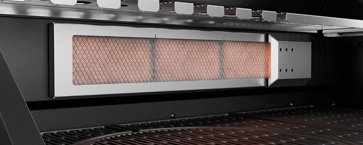 Grill gazowy KOLER Krone S2 Black 21.6 kW 74 x 46 cm, FLAME, 800°C, stek, sos, Palniki i aromatyzery wewnątrz Krone-S2