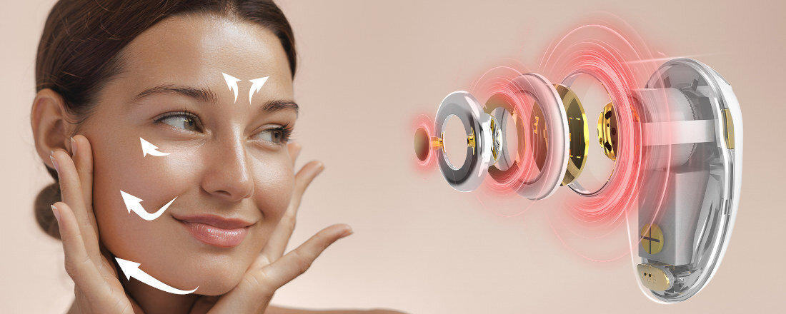 Programy w masażerze sonicznym KiCA iBeauty kontrola pielęgnacja cztery poziomy intensywności dopasowanie typ cery Delikatne opukiwanie osiem programów mikroprądów EMS głębokość stymulacji lifting