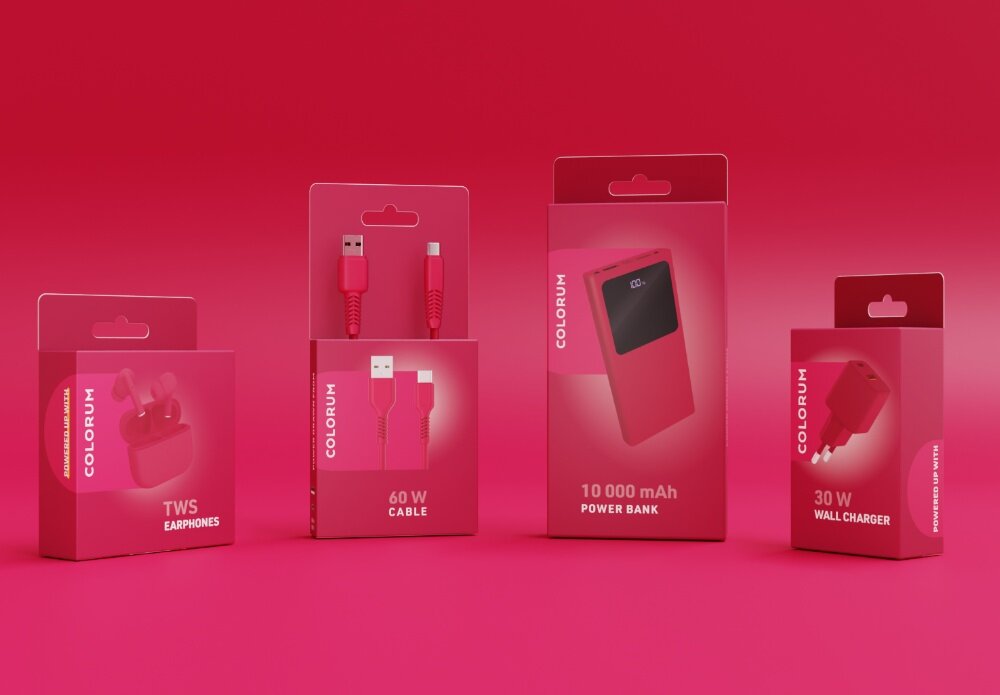 KABEL USB-A - USB-C COLORUM CK60-AC-02 1.8 M RÓŻOWY wizualizacja zdefiniowan przez instytut PANTONE jako Viva Magenta kolor żywy intensywny ekspresja