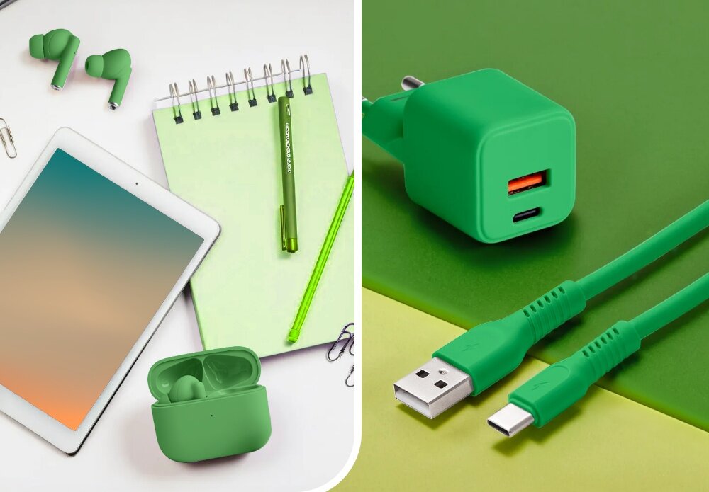 KABEL USB-A - USB-C COLORUM CK60-AC-04 1.8 M Zielony wizualizacja Kompatybilność i bezpieczeństwo notatnik notes kabel słuchawki ładowarka kabel wejścia dobieranie napięcia