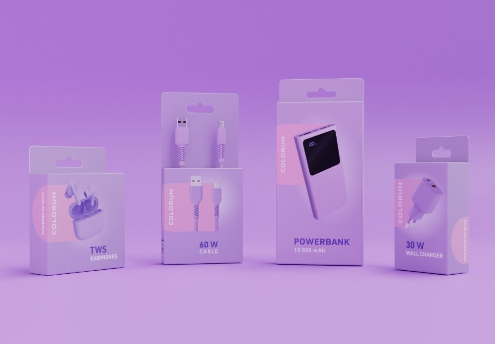 KABEL USB-A - USB-C COLORUM CK60-AC-09 1.8 M Digital Lavender wizualizacja zdefiniowan przez instytut PANTONE kolor żywy intensywny ekspresja