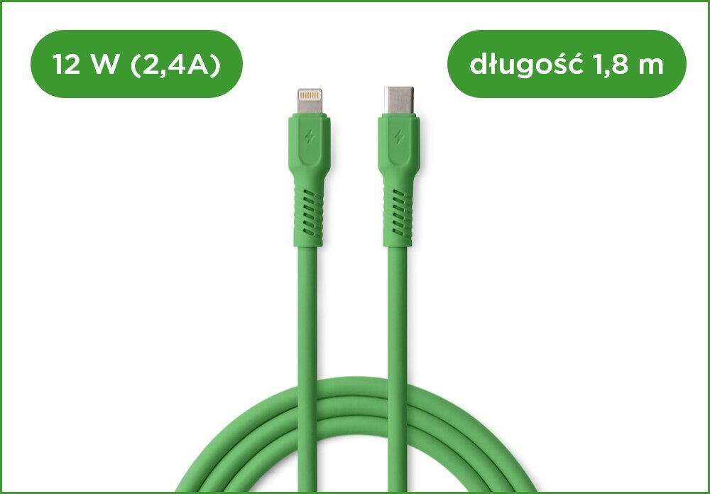 KABEL USB-A - USB-C COLORUM CK12-CL-04 1.8 M Zielony wizualizacja Kolorowa rewolucja kabel końcówki wejścia miękki szybki bezpieczny