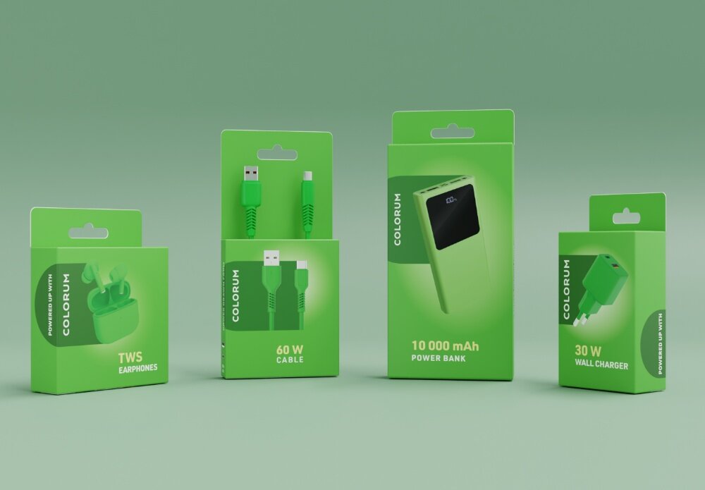 KABEL USB-A - USB-C COLORUM CK12-CL-04 1.8 M Zielony wizualizacja zdefiniowan przez instytut PANTONE jako Kate Spade Green kolor żywy intensywny ekspresja