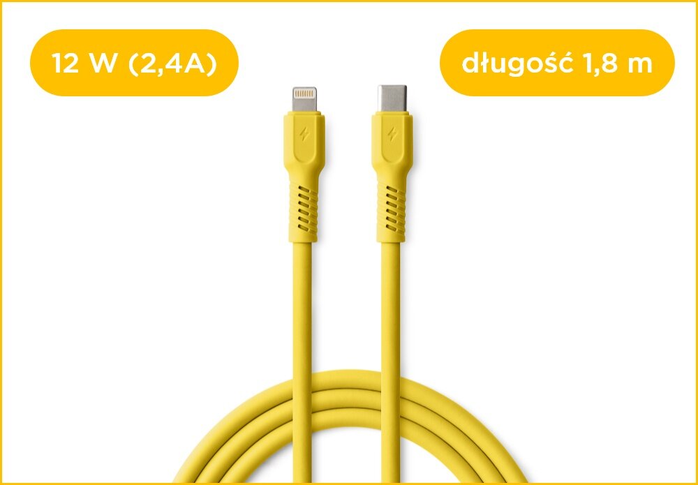 Kabel USB-C COLORUM CK12-CL-05 1.8 M Żółty wizualizacja Kolorowa rewolucja kabel końcówki wejścia miękki szybki bezpieczny