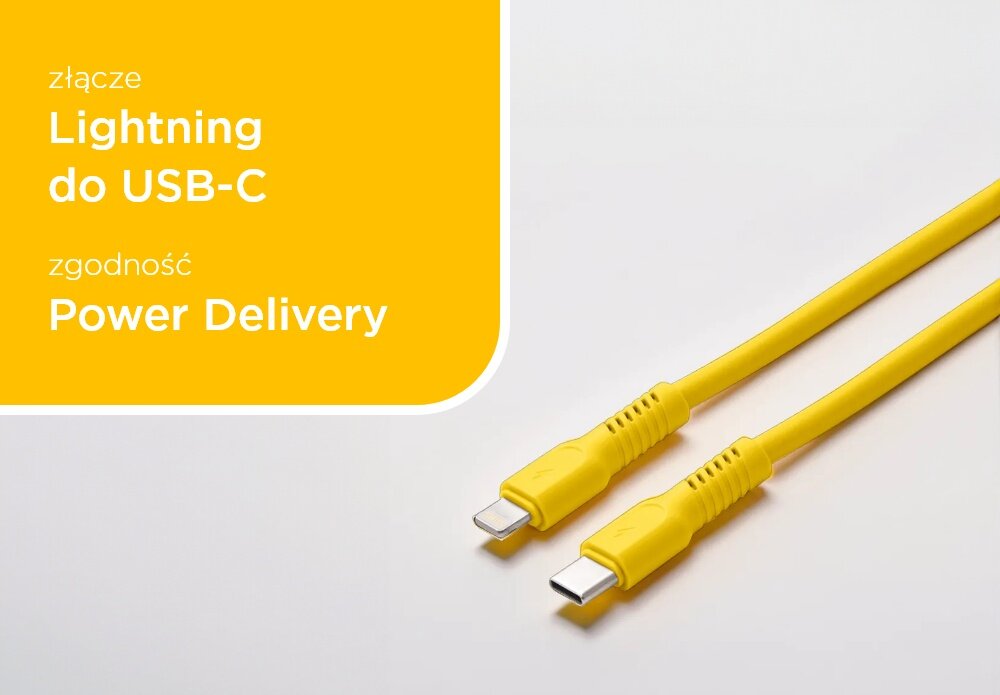 Kabel USB-C COLORUM CK12-CL-05 1.8 M Żółty wizualizacja pole tekstowe kabel końcówki Aksamitny i ekstra trwały bezpieczeństwo matowa aksamitna powłoka Zapobiega plątaniu Wzmocnione konektory długość 1,8 m