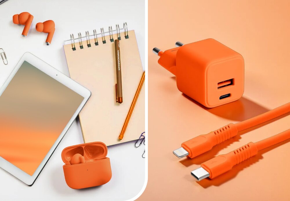KABEL USB-C - Lightning COLORUM CK12-CL-10 1.8 M Pomarańczowy wizualizacja Kompatybilność i bezpieczeństwo notatnik notes kabel słuchawki ładowarka kabel wejścia dobieranie napięcia