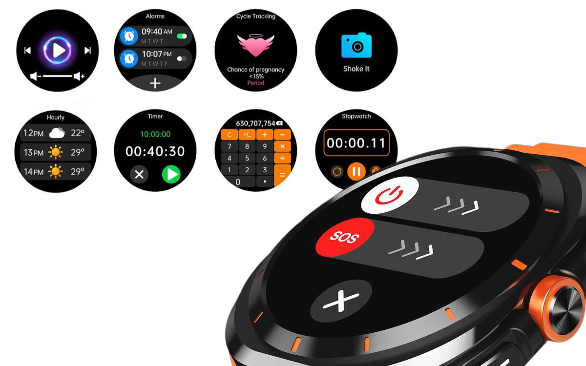 Smartwatch YAXO Reno ekran i funkcje dodatkowe odporność na wilgoć, pot i zachlapania