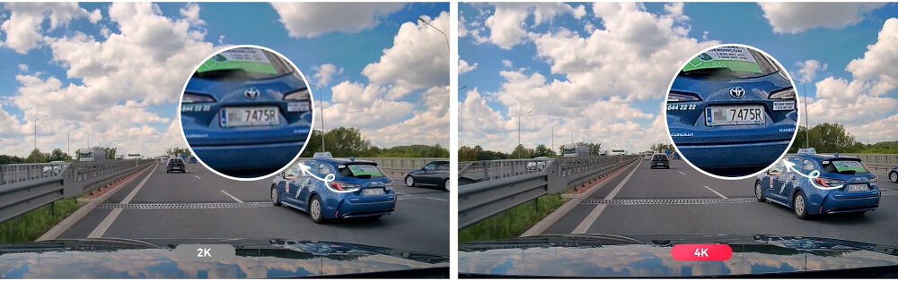 Wideorejestrator VANTRUE E1 Pro LTE - Dobra jakość obrazu, obraz z wideorejestratora pokazujące tryb czystych tablic rejestracyjnych