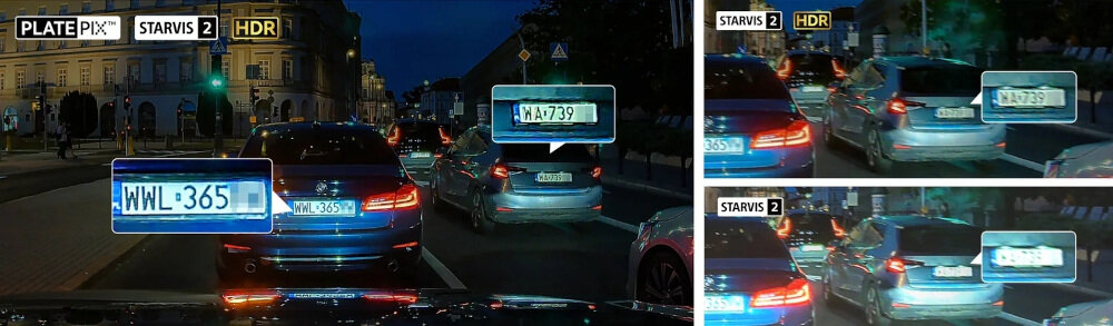 Wideorejestrator VANTRUE E1 Pro LTE - Czyste ujęcia tablic, obraz pokazujący widoczne tablice rejestracyjne