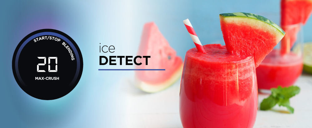 Blender kielichowy NINJA Power Blender Pro TB201EU jasne tło szklanka wewnątrz gęsty czerwony napój słomka kawałek arbuza funkcja Ice i Torque Detect wykrywa lód i mrożone owoce automatyczne zwiększenie mocy blendowania bezproblemowy proces orzeźwiające napoje pełnia smaku