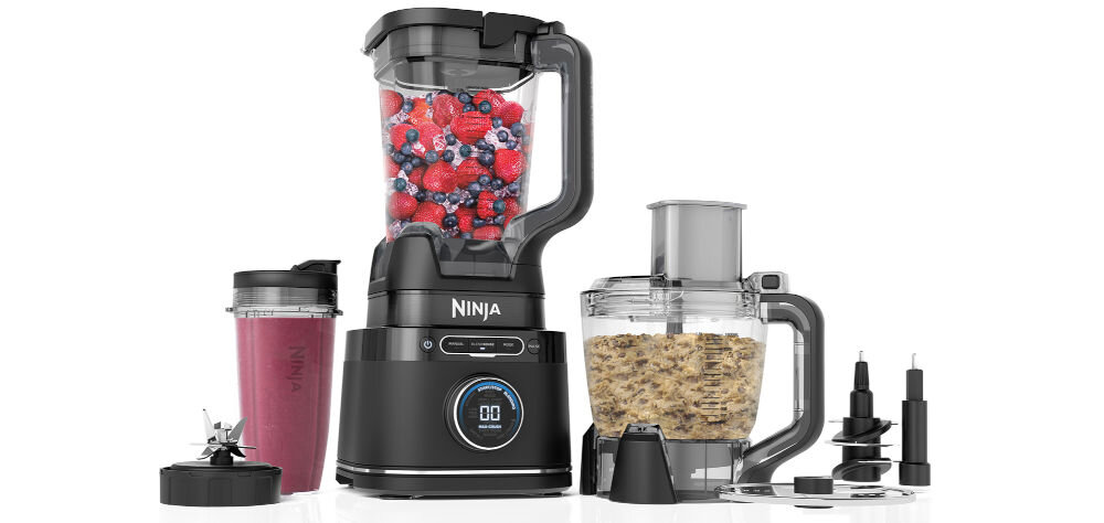 Blender kielichowy NINJA Detect Power Pro TB401EU blender czarna podstawa ostrza dzbanek wyświetlacz białe tło łatwe szybkie czyszczenie pojemniki ostrza pokrywa umieszczenie w górnym koszu zmywarki komfortowe użytkowanie zawsze gotowe do kolejnego użycia
